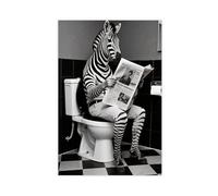 TIOQFJD Zebra Reading on The Toilet (2) Canvas Poster Wall Art Decor Print Picture Paintings for Living Room Bedroom Decoration 20x30inch(50x75cm)