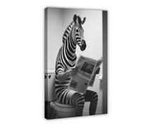 TIOQFJD Zebra Reading on The Toilet (3) Canvas Poster Wall Art Decor Print Picture Paintings for Living Room Bedroom Decoration 24x36inch(60x90cm)