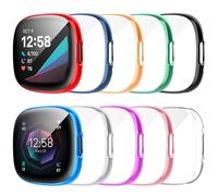 Tiorecime 10 Pack Screen Protector Case for Fitbit Sense 2/Versa 4, Shockproof Soft TPU Cover, All-Around Scratch Resistant Protective Case Compatible with Versa 4/Sense 2 Smartwatch (10 Colors)