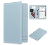 Tiorecime Server Book with Zipper Pocket for Waitress, Cute Waiter Server Wallet, Booklet Restaurant Waitstaff Organizer, Serving Guest Check Book Holder Money Pocket Fits Server Apron, Ice Blue