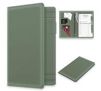 Tiorecime Server Book with Zipper Pocket for Waitress, Cute Waiter Server Wallet, Booklet Restaurant Waitstaff Organizer, Serving Guest Check Book Holder Money Pocket Fits Server Apron, Dark Green