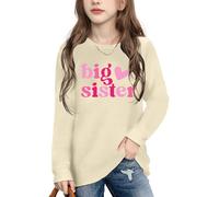 tiorhooe Big Sister Shirt Kids Love Graphic Long Sleeve Shirts Girl 3-8 T | Colorful Star Prints, Playful Arrow Motif, Bold Typography, Soft Breathable, Classic Crew Neck, Easy-Care, Fade-Resistant