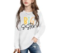 tiorhooe Big Sister Shirt Kids Love Graphic Long Sleeve Shirts Girl 3-8 T | Colorful Star Prints, Playful Arrow Motif, Bold Typography, Soft Breathable, Classic Crew Neck, Easy-Care, Fade-Resistant