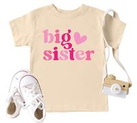 tiorhooe Big Sister T Shirt Love Graphic Girl Kid Tops Casual Crewneck Print Short Sleeve 3-8 Years (Beige1,120)