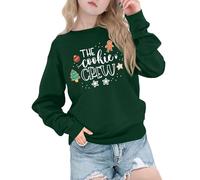 tiorhooe Christmas Jumper Kids The Cookie Crew Sweatshirt Xmas Holiday Crewneck Sweater 3-9 Years (Green1,140)