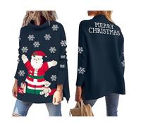 tiorhooe Christmas Jumpers for Women Turtleneck Christmas Sweater Dress Ladies Ugly Christmas Sweatshirt (Navy1,XL)