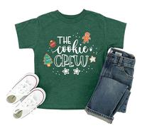 tiorhooe Christmas Tshirt Kids The Cookie Crew T-Shirt Boys Girls Xmas Short Sleeve Top 3-8 Years (Green1,120)