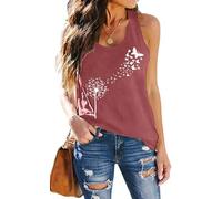 tiorhooe Dandelion Tank Top for Women Summer Floral Print Vest Tee Tops | Dandelion Graphic,Sleeveless,Round Neck,Loose Fit,Soft Breathable,Vibrant Colors,Classic Design,Easy Care,Machine Washable