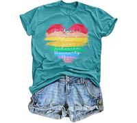tiorhooe Gay Pride T Shirt Women Rainbow Flag Heart Shirts LGBT Pride Month T-Shirt Short Sleeve Tops