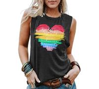 tiorhooe Gay Pride Tank Top for Women LGBT Rainbow Flag Sleeveless Shirts Tops
