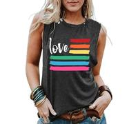 tiorhooe Gay Pride Tank Top for Women LGBT Rainbow Flag Sleeveless Shirts Tops