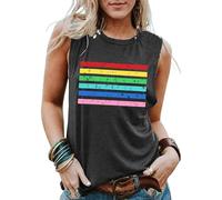tiorhooe Gay Pride Tank Top for Women LGBT Rainbow Flag Sleeveless Shirts Tops