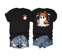 tiorhooe Halloween T Shirts for Women Cute Ghost Pumkin Graphic Tee Tops | Boo Spider Bat, Reversible, Soft Premium Fabric, Breathable, Durable, Fade-Proof, Easy-Care, Comfy Fit, Versatile, Vibrant