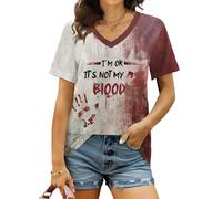 tiorhooe Halloween Tshirts Women Problem Solved V Neck T Shirt Ladies Happy Halloween Costume