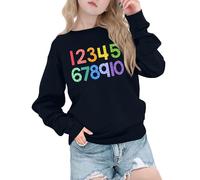 tiorhooe Number Day Jumper Kids Math Sweatshirt Funny Numbers Long Sleeve Pullover 4-9 Years (DarkBlue1,130)