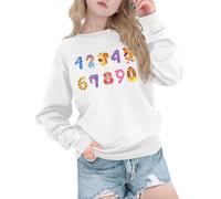 tiorhooe Number Day Jumper Kids Math Sweatshirt Funny Numbers Long Sleeve Pullover 4-9 Years (White1,130)