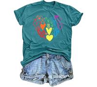 tiorhooe Pride Shirts for Women LGBT Pride Flag Heart T Shirt Gay Pride Month Short Sleeve Top