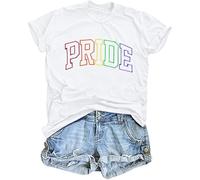 tiorhooe Pride Tshirt Women LGBT Rainbow T Shirt Pride Month Short Sleeve Tops
