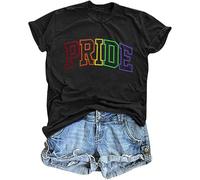 tiorhooe Pride Tshirt Women LGBT Rainbow T Shirt Pride Month Short Sleeve Tops