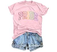 tiorhooe Pride Tshirt Women LGBT Rainbow T Shirt Pride Month Short Sleeve Tops