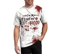 tiorhooe Problem Solved Halloween T-Shirt Men's Casual Bloody Pattern Shirt Horror Short Sleeve Shirt, White (white 2), S