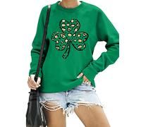 tiorhooe St Patricks Day Sweatshirt Women Lucky Shamrock Jumper Ladies Irish Clover Print Tops
