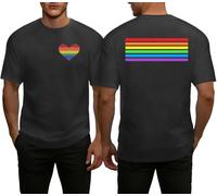tiorhooe torhooe Pride T Shirt for Men Rainbow Heart Graphic Tshirt Funny Gay Pride LGBT Top Shirt (Herat-Grey1,M)