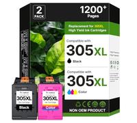Tiorumcs 305XL Ink Cartridges Black and Colour High Yield Replacement for HP 305 Ink Cartridges XL for DeskJet 2810e 2800e 2820e 2700e 2710e 2720e Envy 6000 6120e 6032e Printer, 2-Pack