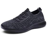 TIOSEBON Slip On Shoes Women, Lightweight Walking Casual Trainers, Ladies Breathable Walking Running Work Sneaker with Memory Foam 9.5 UK Deep Grey/Black