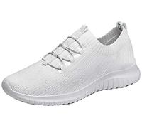 TIOSEBON Slip On Shoes Women, Lightweight Walking Casual Trainers, Ladies Breathable Walking Running Work Sneaker with Memory Foam 4 UK White