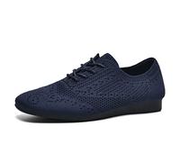 TIOSEBON Women's Oxford Flats Vintage Brogues Classic Slip on Formal Shoes Lace Up Walking Shoes 6.5 UK Navy