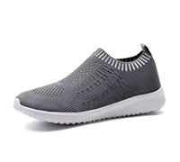 TIOSEBON Women's Slip On Trainers Lightweight Road Running Shoes Breathable Mesh Walking Sneakers Comfortable Ladies Athletic Shoes 5.5 UK US Deep Gray