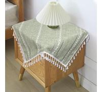 tiosggd Boho Small Square Tablecloth 24''x24'', Sage Green Linen Table Cover, Nightstand Cover Top, Round Square End Bedside Table Cloth Runner, Rustic Farmhouse Spring Green Christmas Home Decor