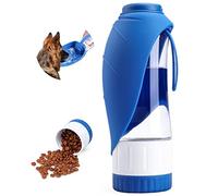 TIOVERY Dog Water Bottle, Pet Water Bottle with Food Container, Portable Dog Drinking Bottle Cup Dispenser for Outdoor Walking, Hiking, Travel Large Blue