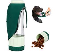 TIOVERY Upgraded Dog Water Bottle, Portable Dog Cat Puppy Pet Water Dispenser Feeder with Drinking Cup and Food Container Leak Proof for Outdoor Walking, Travel, Hiking 12OZ