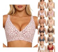 Tiowcsekp Jelly Bra for Women Summer Wireless Push Up Leopard Supportive Full Coverage No Underwire Seamless Bras Plunge Bralette Comfort Adjustable Straps Everyday Daily Casual Sports Shapecurve Bra