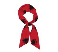 TIOYREVENO Fashion Scarf Neck Wrap for Women and Girls,Stylish Silk Feeling Scarfs For Handbags Silky Long Thin Satin Headscarf,Albania Flag Print Designs Retro Hair Tie Headband Neckerchief,Gift
