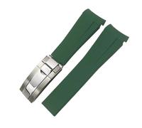TIOYW 20mm 21mm 22mm Rubber Watchband Fit For Rolex Submariner GMT Master Daytona Silicone Strap Black Watch Band Bracelet(Green glossy silver,21mm)