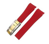 TIOYW 20mm 21mm 22mm Rubber Watchband Fit For Rolex Submariner GMT Master Daytona Silicone Strap Black Watch Band Bracelet(Red silver gold,22mm)