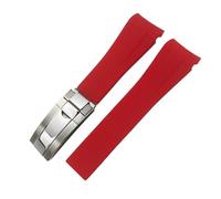 TIOYW 20mm 21mm 22mm Rubber Watchband Fit For Rolex Submariner GMT Master Daytona Silicone Strap Black Watch Band Bracelet(Red glossy silver,21mm)
