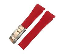 TIOYW 20mm 21mm 22mm Rubber Watchband Fit For Rolex Submariner GMT Master Daytona Silicone Strap Black Watch Band Bracelet(Red silver rose,20mm)