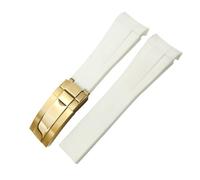 TIOYW 20mm 21mm 22mm Rubber Watchband Fit For Rolex Submariner GMT Master Daytona Silicone Strap Black Watch Band Bracelet(White golden,22mm)