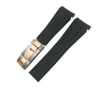 TIOYW 20mm 21mm 22mm Rubber Watchband Fit For Rolex Submariner GMT Master Daytona Silicone Strap Black Watch Band Bracelet(Black silver rose,20mm)