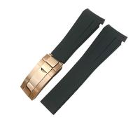 TIOYW 20mm 21mm 22mm Rubber Watchband Fit For Rolex Submariner GMT Master Daytona Silicone Strap Black Watch Band Bracelet(Black rose gold,21mm)