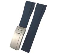 TIOYW 20mm 21mm Curved End Rubber Watchband Suitable for Rolex Submariner GMT Daytona Deep Sea Dweller Explorer 2 Silicone Watch Strap(Blue,20mm gold buckle)