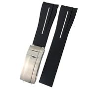 TIOYW 20mm 21mm Curved End Rubber Watchband Suitable for Rolex Submariner GMT Daytona Deep Sea Dweller Explorer 2 Silicone Watch Strap(White line,20mm gold buckle)