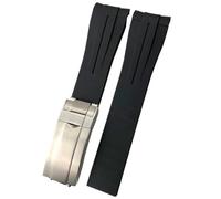 TIOYW 20mm 21mm Curved End Rubber Watchband Suitable for Rolex Submariner GMT Daytona Deep Sea Dweller Explorer 2 Silicone Watch Strap(Black line,20mm black buckle)