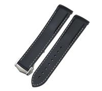 TIOYW 20mm 22mm Silicone Rubber Watchbands for Omega Seamaster Planet Ocean for Speedmaster Moon Watch Waterproof Strap(Black white,20mm Black buckle)