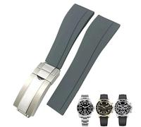 TIOYW 20mm Rubber Watchband For Rolex Daytona Submariner GMT Yacht-Master OYSTERFLEX Silicone Strap Deployment Buckle(Gray,20mm Silver buckle)