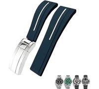 TIOYW 20mm Rubber Watchband For Rolex GMT OYSTERFLEX Daytona Submariner DEEPSEA WaterProof Strap(Black white)